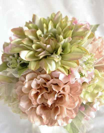 【造花】 オーダーメイド [ラウンドブーケ・花冠セット] 【結婚式 フラワー 造花 ブーケ ブートニア オーダーメイド】