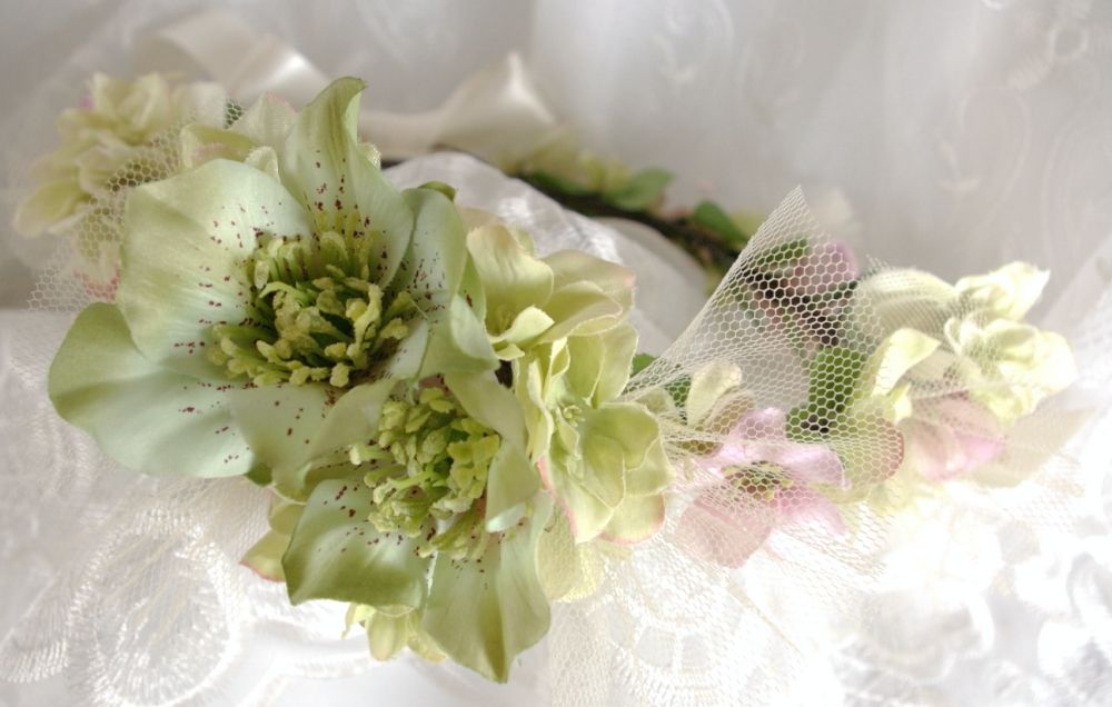 【造花】 オーダーメイド [ラウンドブーケ・花冠セット] 【結婚式 フラワー 造花 ブーケ ブートニア オーダーメイド】