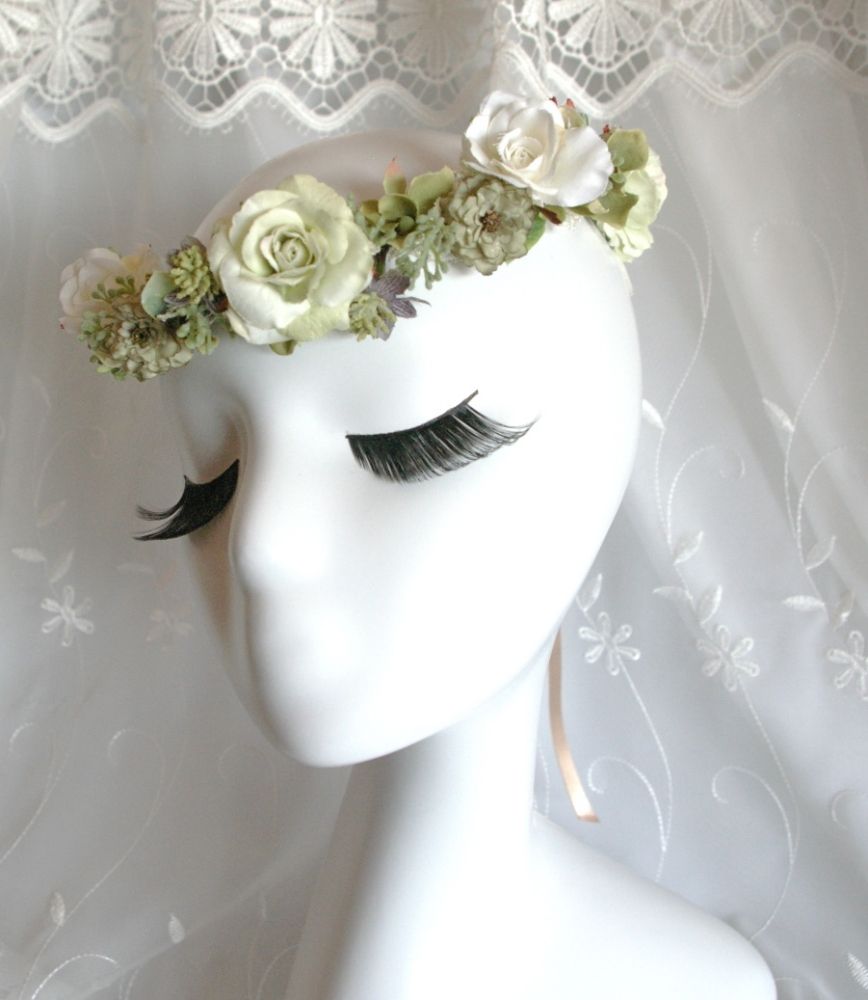 【造花】 オーダーメイド [ラウンドブーケ・花冠セット] 【結婚式 フラワー 造花 ブーケ ブートニア オーダーメイド】