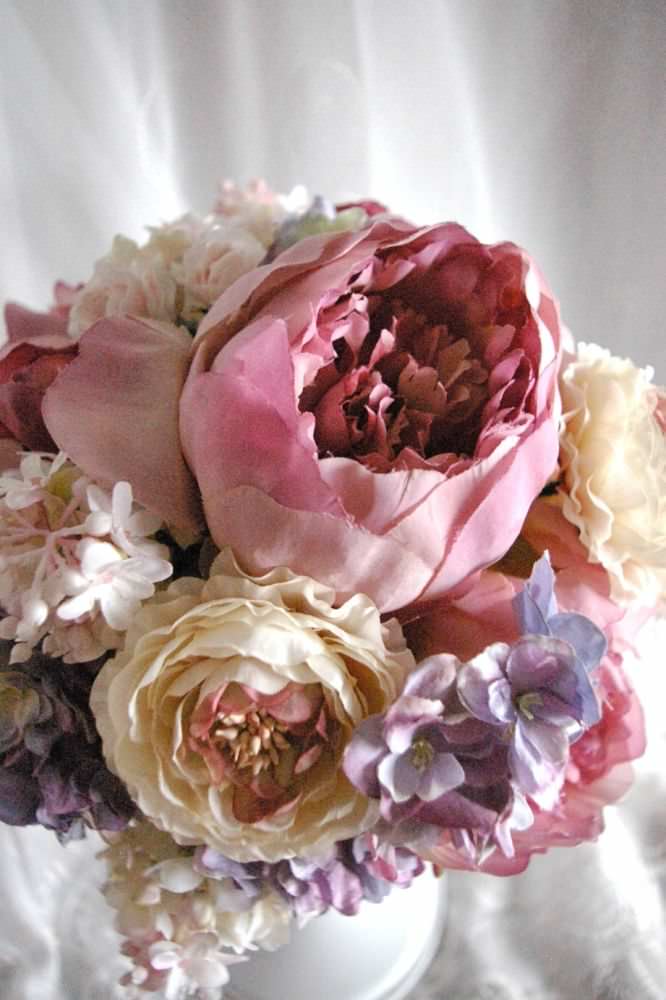 【造花】 オーダーメイド [ラウンドブーケ・花冠セット] 【結婚式 フラワー 造花 ブーケ ブートニア オーダーメイド】