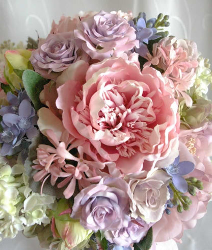 【造花】 オーダーメイド [ラウンドブーケ・花冠セット] 【結婚式 フラワー 造花 ブーケ ブートニア オーダーメイド】