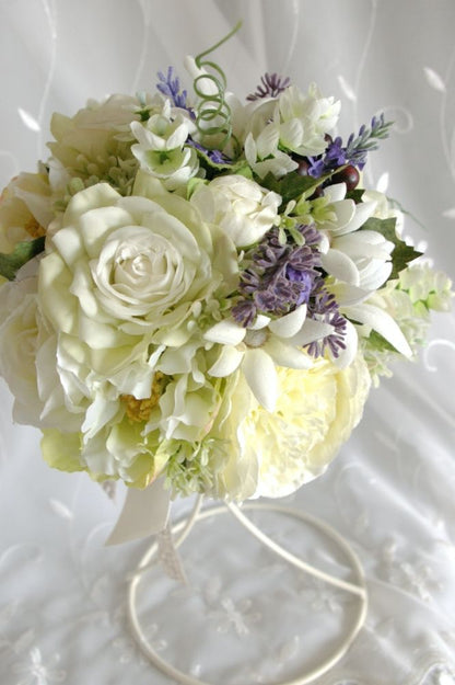 【造花】 オーダーメイド [ラウンドブーケ・花冠セット] 【結婚式 フラワー 造花 ブーケ ブートニア オーダーメイド】