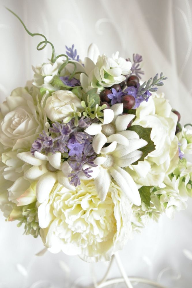 【造花】 オーダーメイド [ラウンドブーケ・花冠セット] 【結婚式 フラワー 造花 ブーケ ブートニア オーダーメイド】