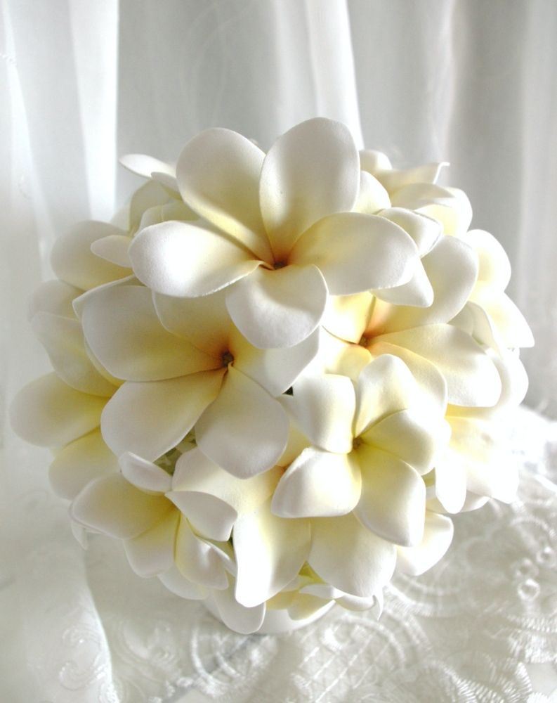 【造花】 オーダーメイド [プルメリアラウンドブーケセット] 【結婚式 フラワー 造花 ブーケ ブートニア オーダーメイド】