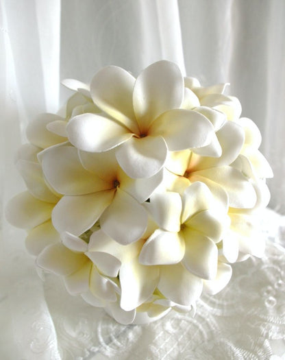 【造花】 オーダーメイド [プルメリアラウンドブーケセット] 【結婚式 フラワー 造花 ブーケ ブートニア オーダーメイド】