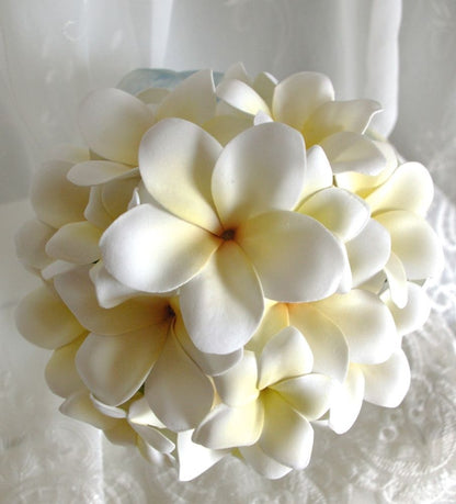 【造花】 オーダーメイド [プルメリアラウンドブーケセット] 【結婚式 フラワー 造花 ブーケ ブートニア オーダーメイド】