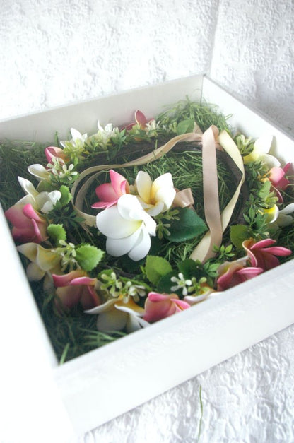 【造花】 オーダーメイド [プルメリア花冠・リストレットセット] 【結婚式 フラワー 造花 ブーケ ブートニア オーダーメイド】