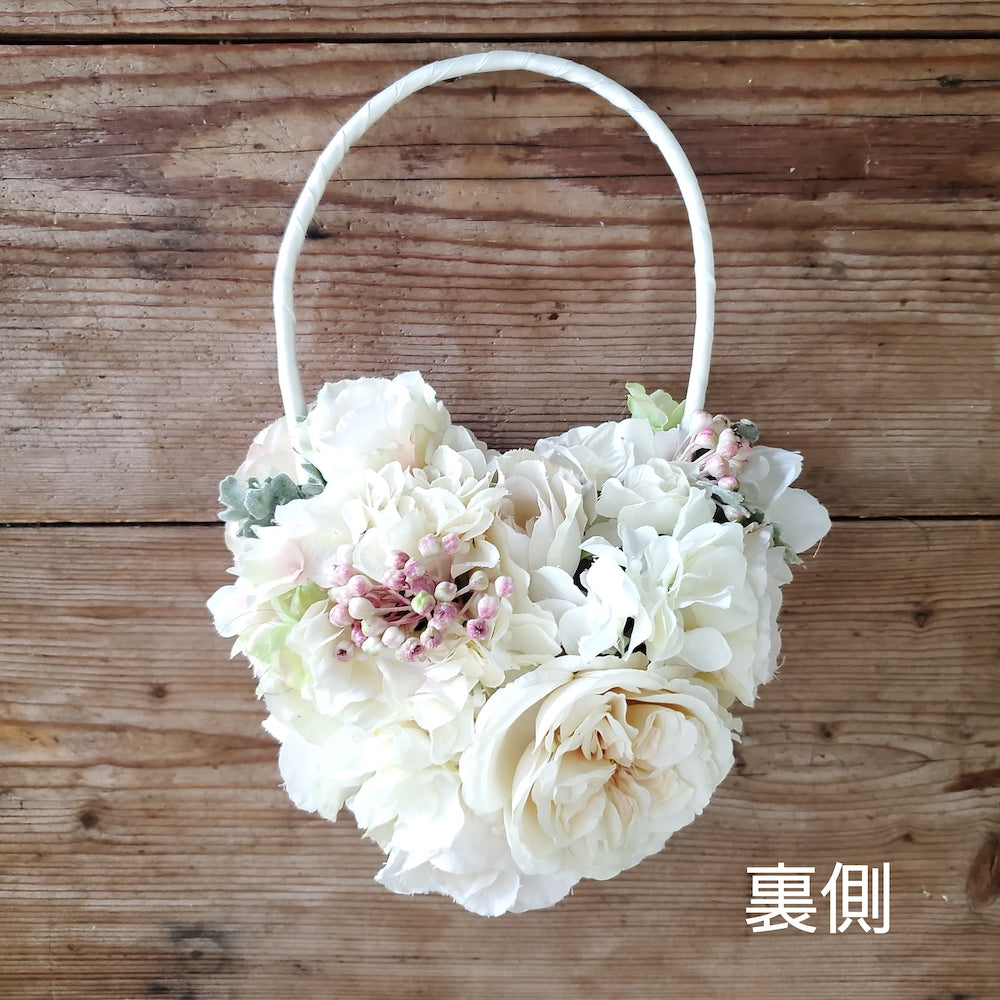 【造花】ハートバック型ブーケ　【結婚式　フラワー　造花　ブーケ　ブートニア】