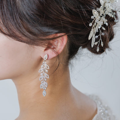 ブライダルピアス イヤリング｜ジルコニア｜シルバー(BC-E100)【結婚式　アクセサリー　ピアス　イヤリング】