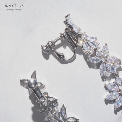 ブライダルピアス イヤリング｜ジルコニア｜シルバー(BC-E105)【結婚式　アクセサリー　ピアス　イヤリング】
