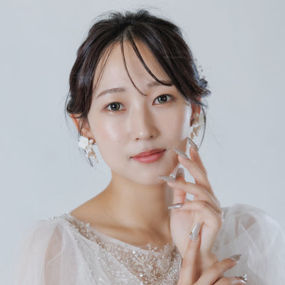 ウエディングピアス イヤリング｜パール｜お花 フラワーモチーフ｜シルバー×ホワイト(BC-E107)【結婚式　アクセサリー　ピアス　イヤリング】