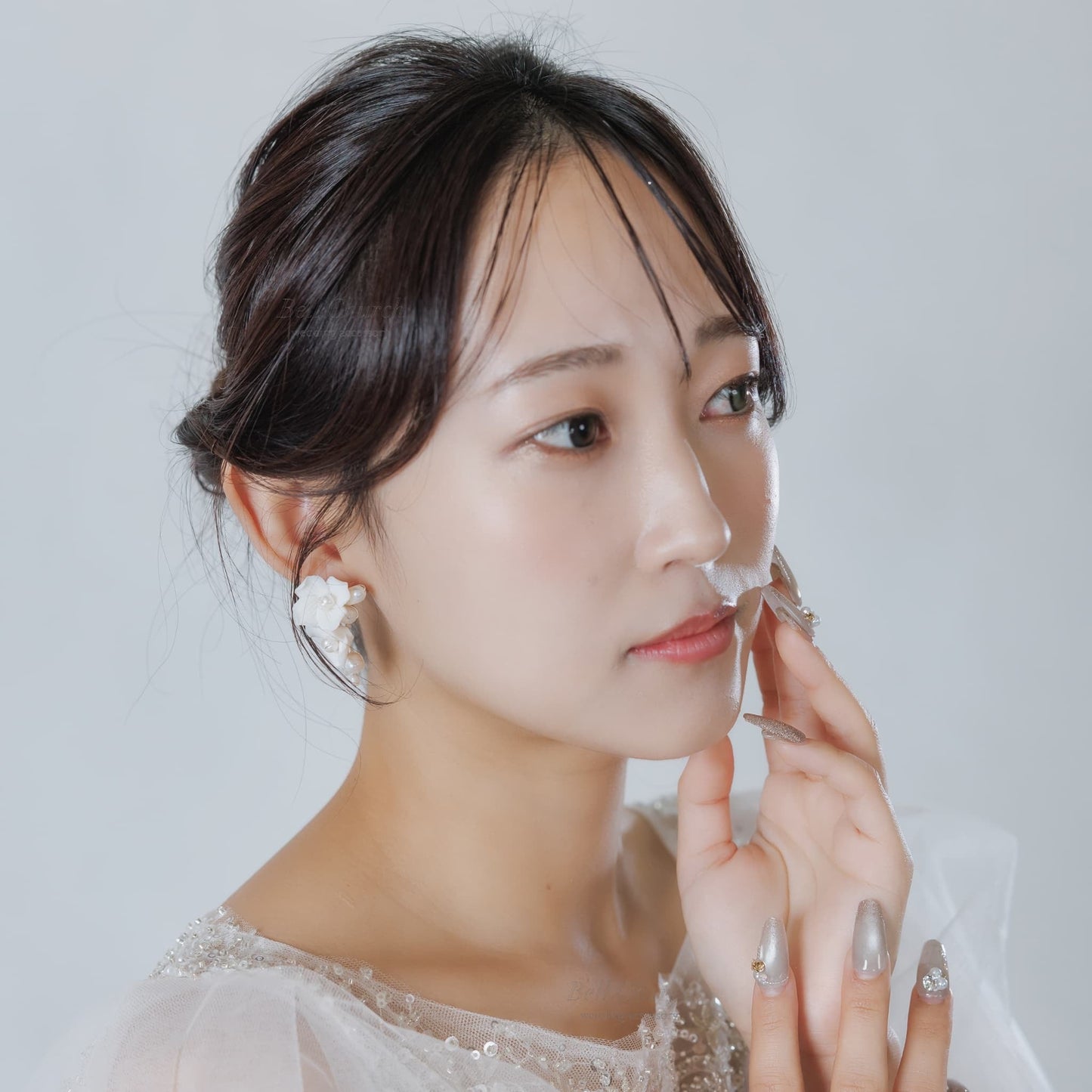 ウエディングピアス イヤリング｜パール｜お花 フラワーモチーフ｜シルバー×ホワイト(BC-E107)【結婚式　アクセサリー　ピアス　イヤリング】
