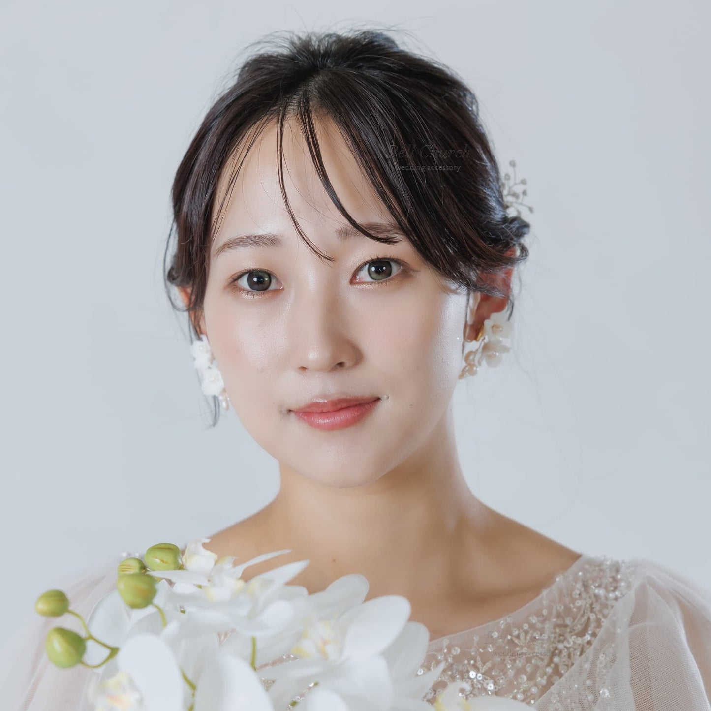 ウエディングピアス イヤリング｜パール｜お花 フラワーモチーフ｜ゴールド×ホワイト(BC-E108)【結婚式　アクセサリー　ピアス　イヤリング】