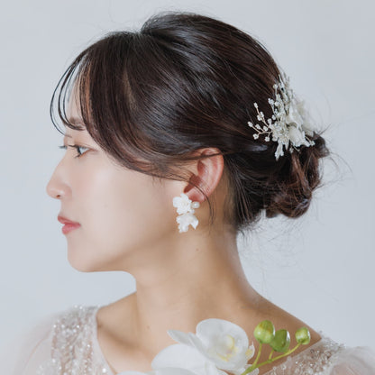 ウエディングピアス イヤリング｜パール｜お花 フラワーモチーフ｜ゴールド×ホワイト(BC-E108)【結婚式　アクセサリー　ピアス　イヤリング】