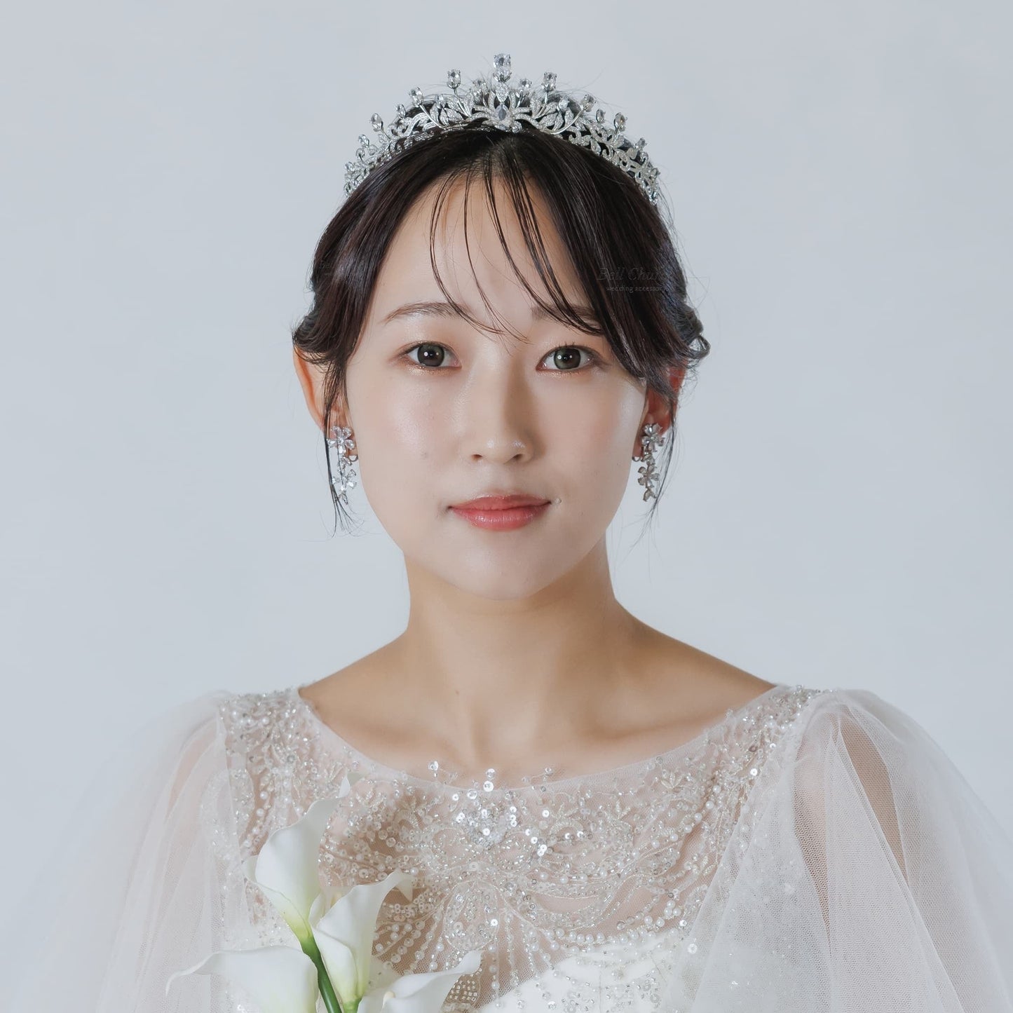 ブライダルピアス イヤリング｜ジルコニア｜フラワー お花モチーフ｜シルバー(BC-E111)【結婚式　アクセサリー　ピアス　イヤリング】