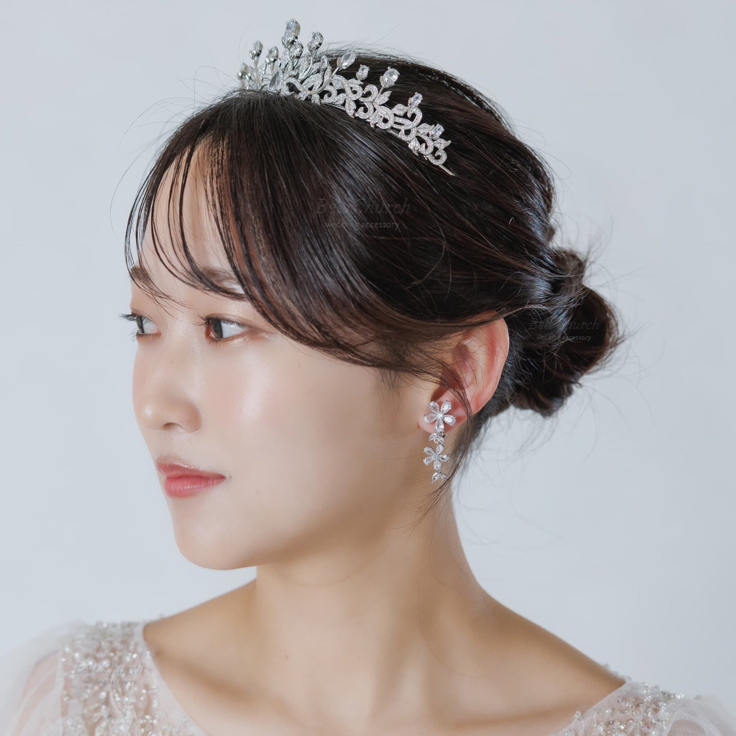 ブライダルピアス イヤリング｜ジルコニア｜フラワー お花モチーフ｜シルバー(BC-E111)【結婚式　アクセサリー　ピアス　イヤリング】