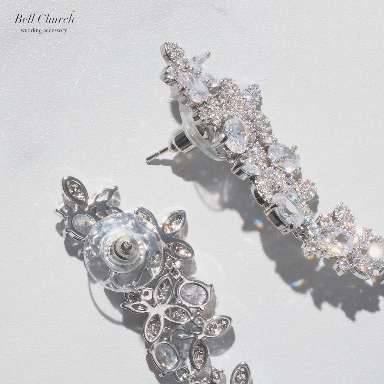 ウエディングピアス イヤリング｜ジルコニア｜フラワー お花モチーフ｜シルバー(BC-E112)【結婚式　アクセサリー　ピアス　イヤリング】