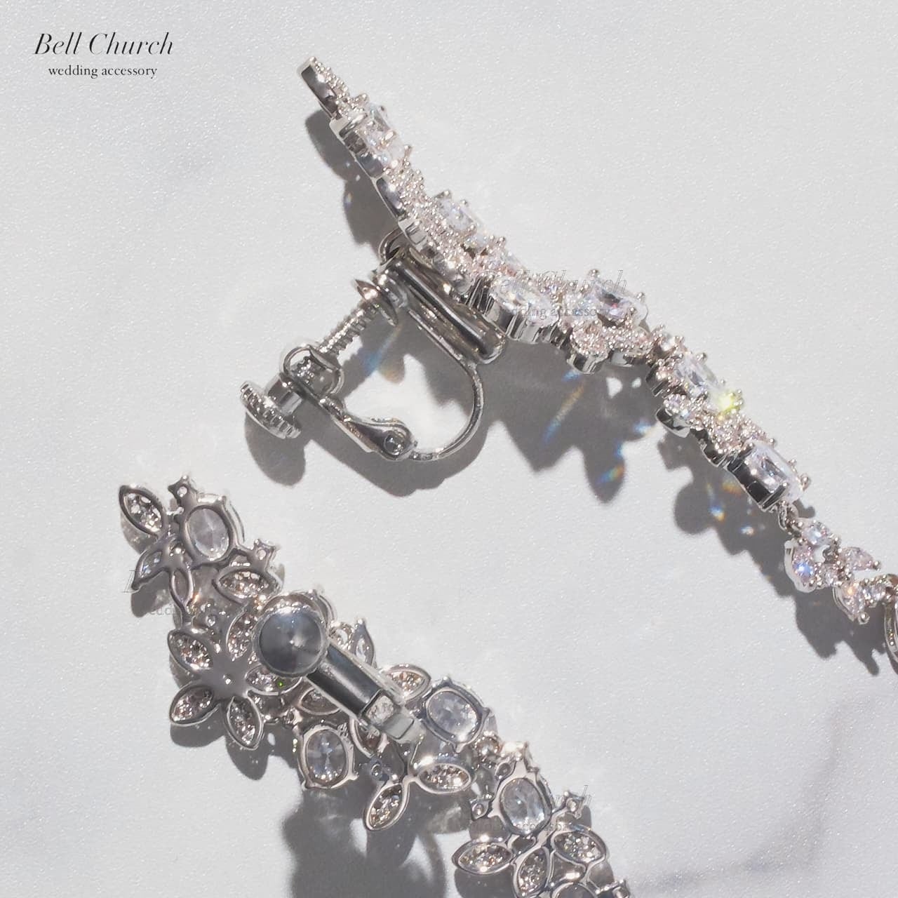 ウエディングピアス イヤリング｜ジルコニア｜フラワー お花モチーフ｜シルバー(BC-E112)【結婚式　アクセサリー　ピアス　イヤリング】