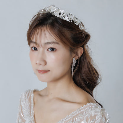 ウエディングピアス イヤリング｜ジルコニア｜フラワー お花モチーフ｜シルバー(BC-E112)【結婚式　アクセサリー　ピアス　イヤリング】