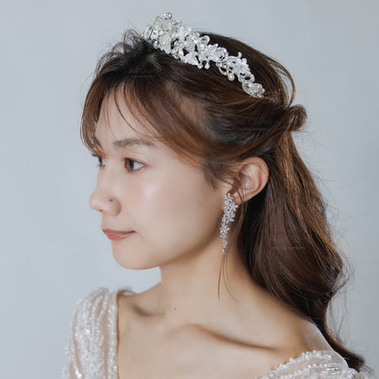 ウエディングピアス イヤリング｜ジルコニア｜フラワー お花モチーフ｜シルバー(BC-E112)【結婚式　アクセサリー　ピアス　イヤリング】