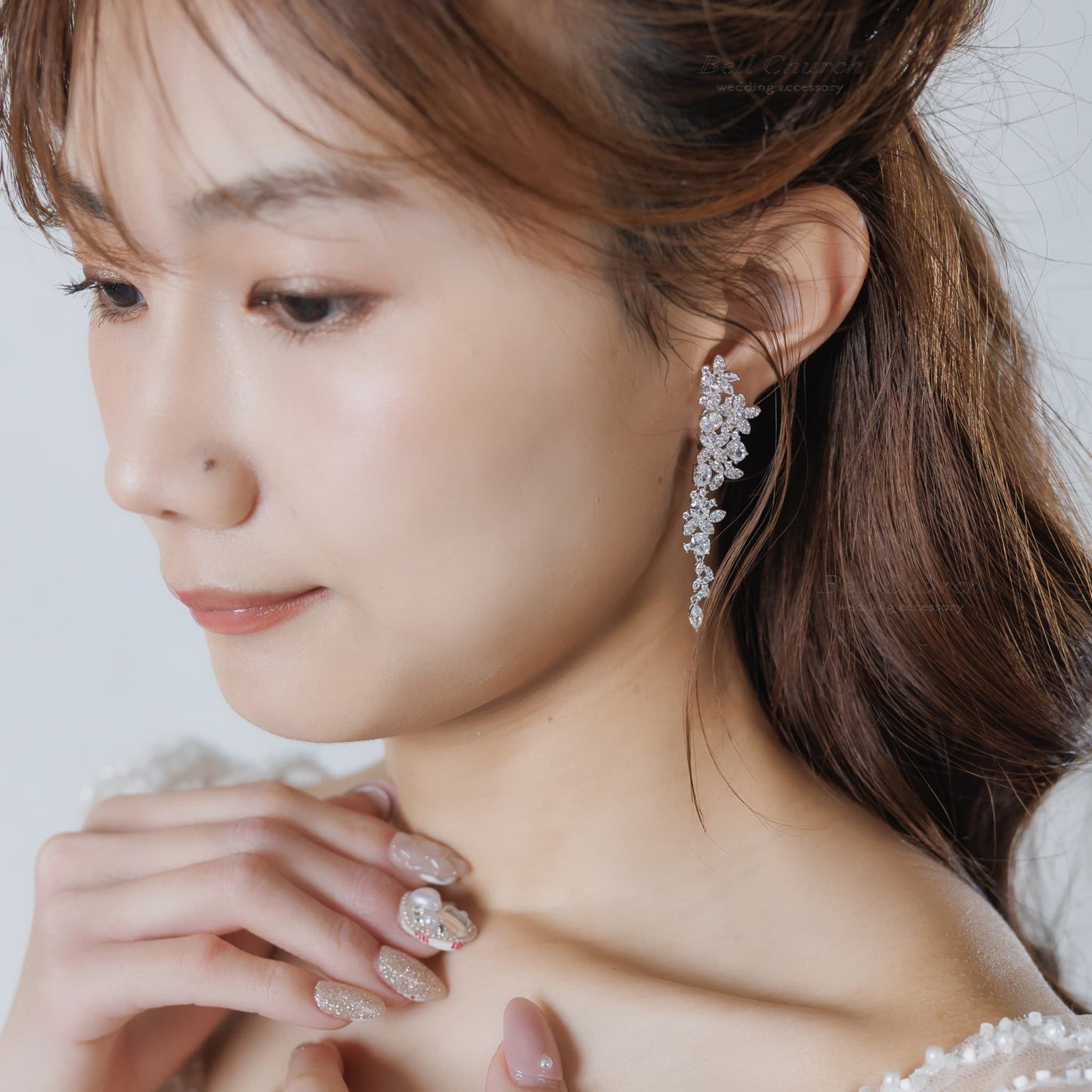 ウエディングピアス イヤリング｜ジルコニア｜フラワー お花モチーフ｜シルバー(BC-E112)【結婚式　アクセサリー　ピアス　イヤリング】