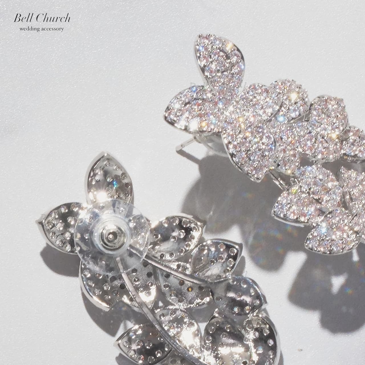 ブライダルピアス イヤリング｜ジルコニア｜フラワー お花モチーフ｜シルバー(BC-E114)【結婚式　アクセサリー　ピアス　イヤリング】