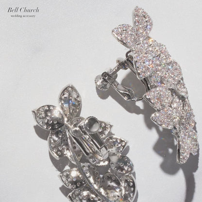 ブライダルピアス イヤリング｜ジルコニア｜フラワー お花モチーフ｜シルバー(BC-E114)【結婚式　アクセサリー　ピアス　イヤリング】