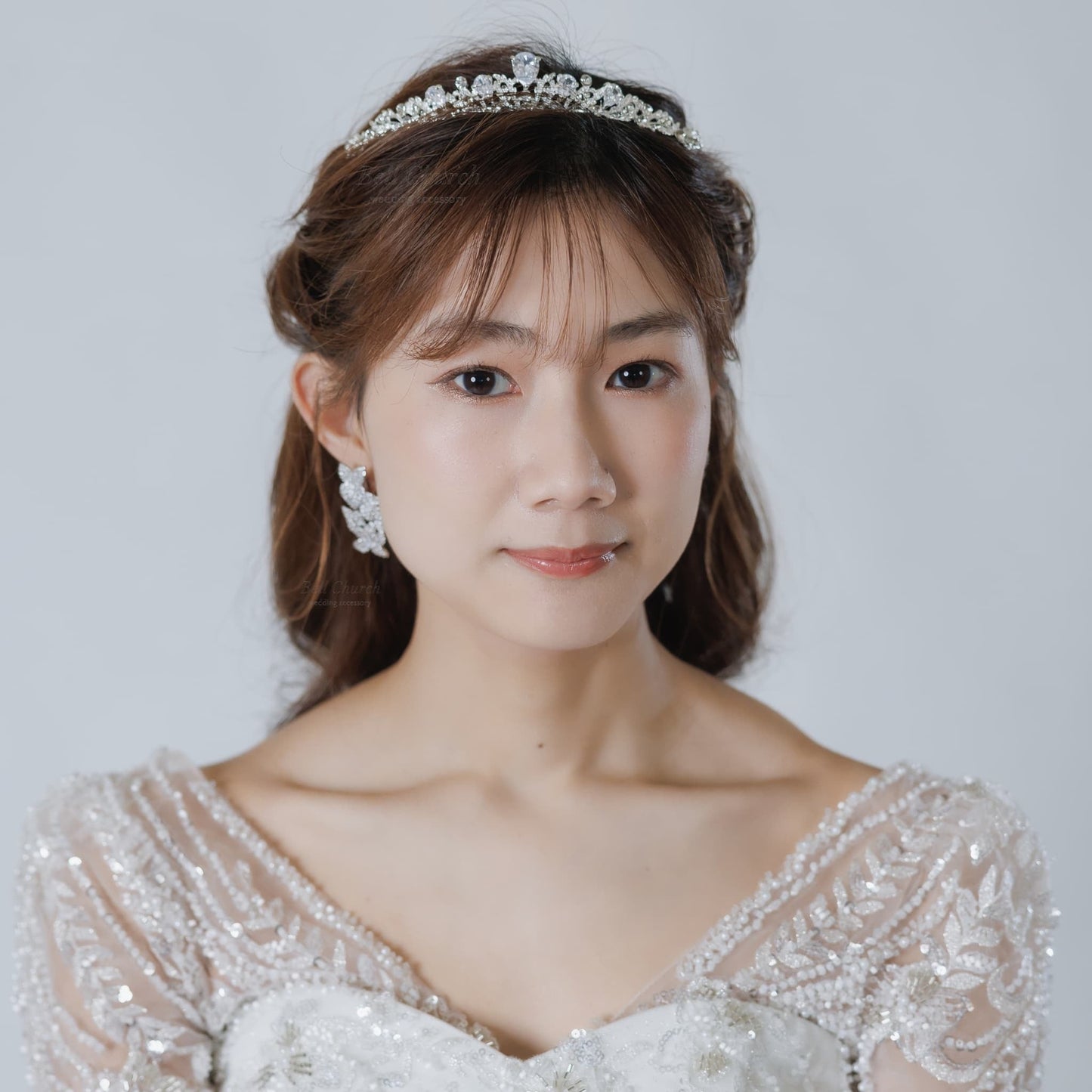 ブライダルピアス イヤリング｜ジルコニア｜フラワー お花モチーフ｜シルバー(BC-E114)【結婚式　アクセサリー　ピアス　イヤリング】