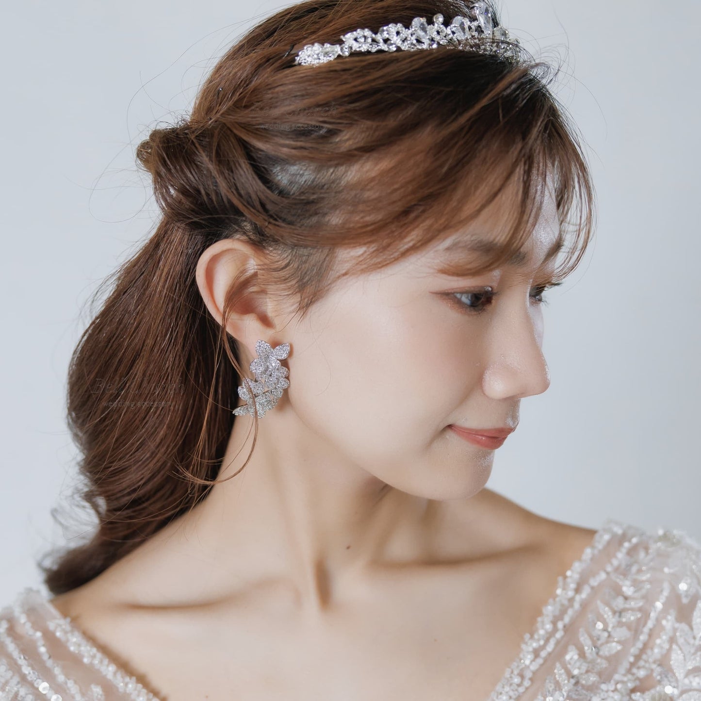 ブライダルピアス イヤリング｜ジルコニア｜フラワー お花モチーフ｜シルバー(BC-E114)【結婚式　アクセサリー　ピアス　イヤリング】