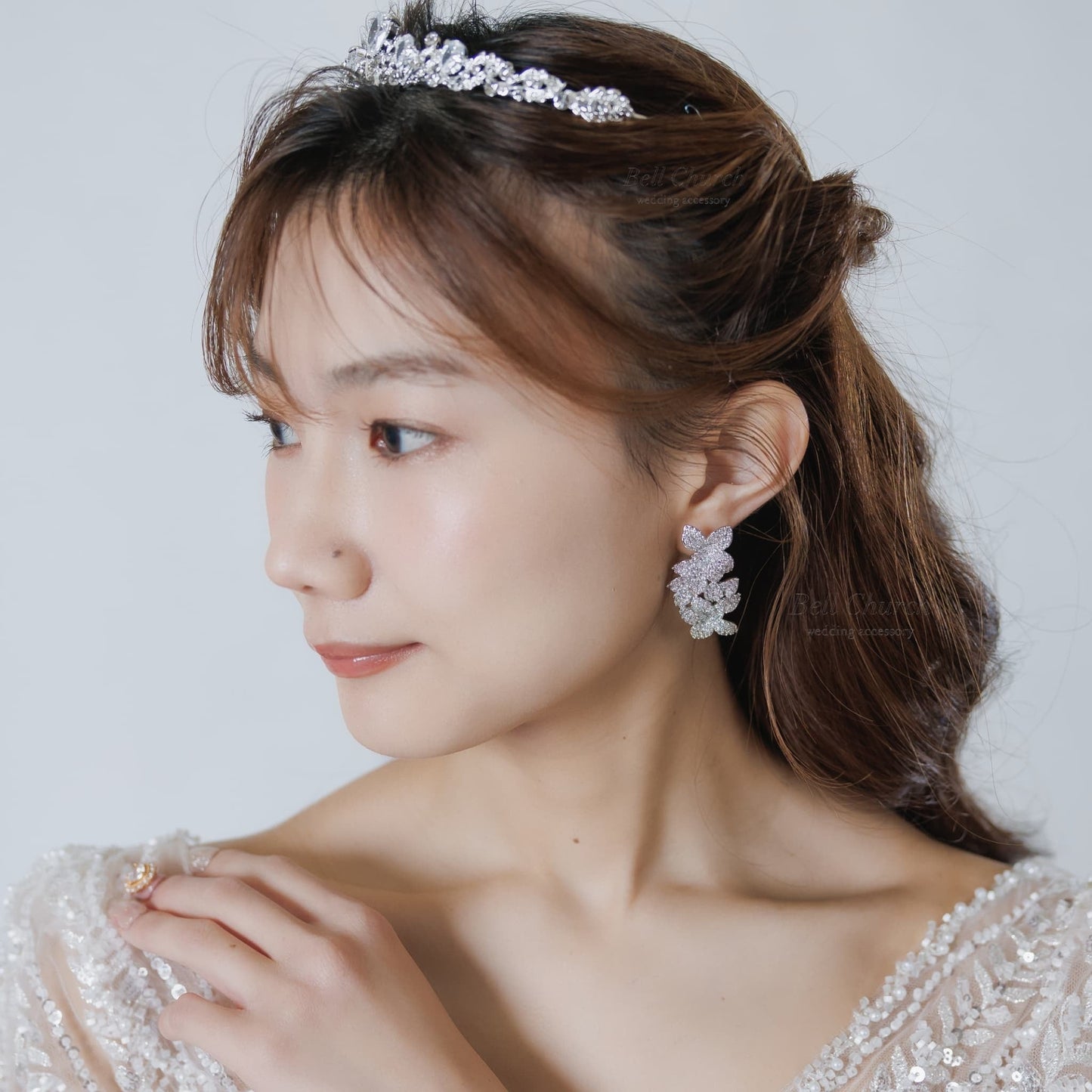 ブライダルピアス イヤリング｜ジルコニア｜フラワー お花モチーフ｜シルバー(BC-E114)【結婚式　アクセサリー　ピアス　イヤリング】