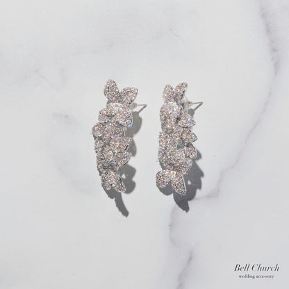 ブライダルピアス イヤリング｜ジルコニア｜フラワー お花モチーフ｜シルバー(BC-E114)【結婚式　アクセサリー　ピアス　イヤリング】