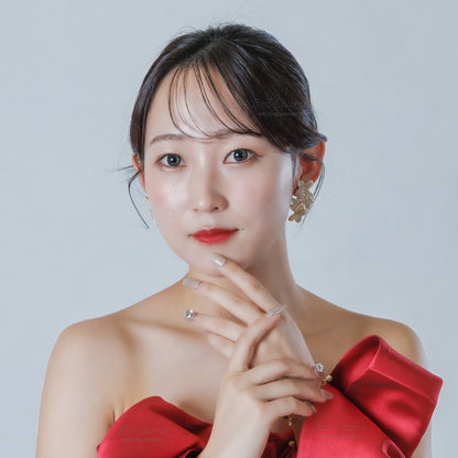 ブライダルピアス イヤリング｜ジルコニア｜フラワー お花モチーフ｜ゴールド(BC-E115)【結婚式　アクセサリー　ピアス　イヤリング】