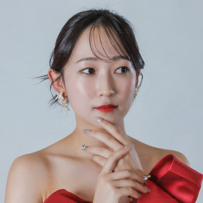 ブライダルピアス イヤリング｜ジルコニア｜フラワー お花モチーフ｜ゴールド(BC-E115)【結婚式　アクセサリー　ピアス　イヤリング】