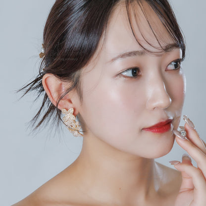 ブライダルピアス イヤリング｜ジルコニア｜フラワー お花モチーフ｜ゴールド(BC-E115)【結婚式　アクセサリー　ピアス　イヤリング】