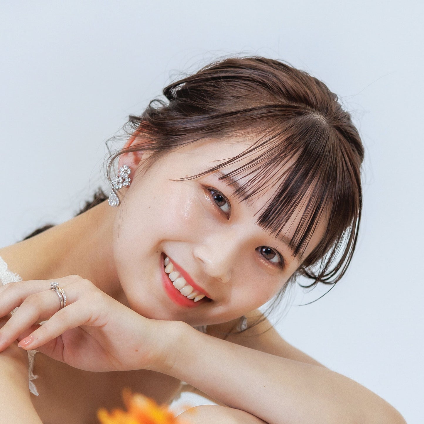 ブライダルピアス イヤリング｜ジルコニア｜フラワー お花モチーフ｜シルバー(BC-E116)【結婚式　アクセサリー　ピアス　イヤリング】