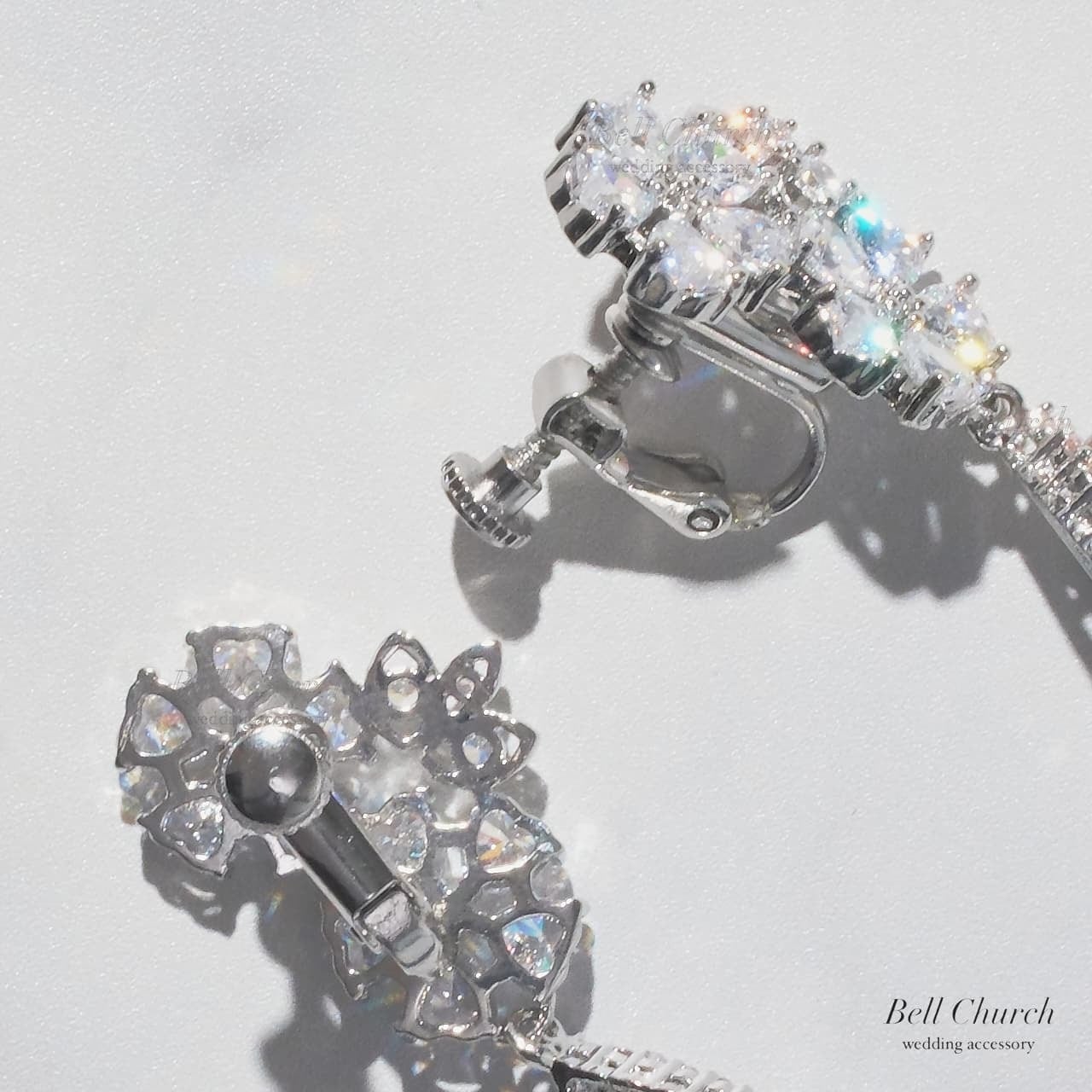 ブライダルピアス イヤリング｜ジルコニア｜フラワー お花モチーフ｜シルバー(BC-E116)【結婚式　アクセサリー　ピアス　イヤリング】