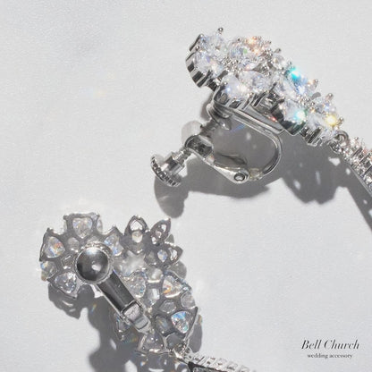 ブライダルピアス イヤリング｜ジルコニア｜フラワー お花モチーフ｜シルバー(BC-E116)【結婚式　アクセサリー　ピアス　イヤリング】