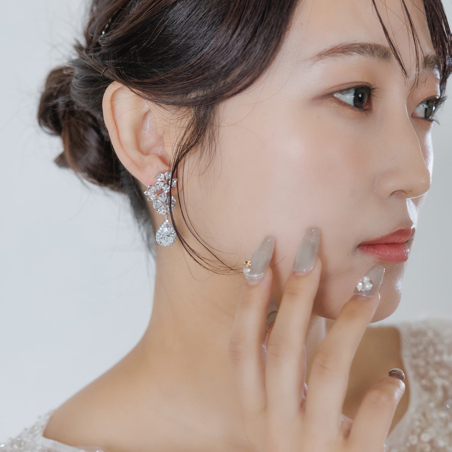ブライダルピアス イヤリング｜ジルコニア｜フラワー お花モチーフ｜シルバー(BC-E116)【結婚式　アクセサリー　ピアス　イヤリング】