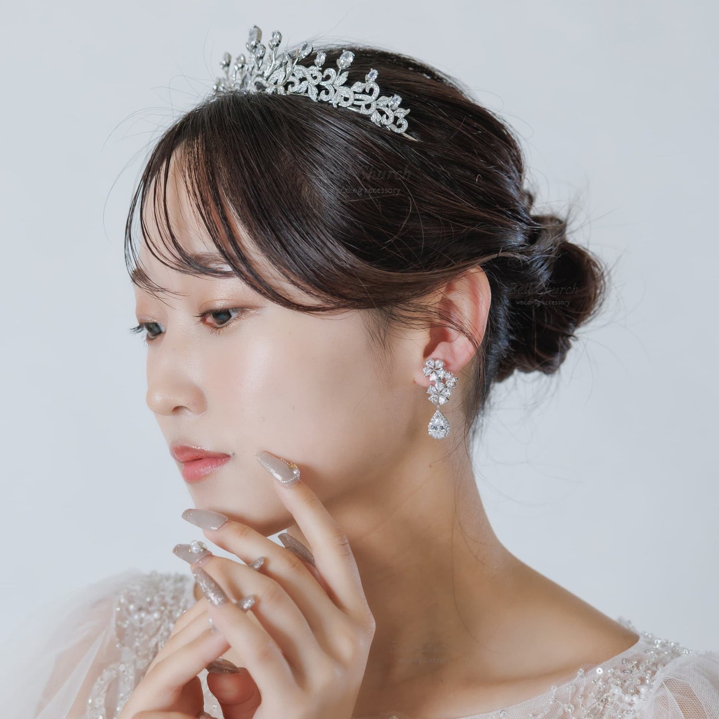 ブライダルピアス イヤリング｜ジルコニア｜フラワー お花モチーフ｜シルバー(BC-E116)【結婚式　アクセサリー　ピアス　イヤリング】