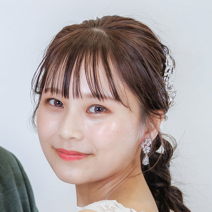 ブライダルピアス イヤリング｜ジルコニア｜フラワー お花モチーフ｜シルバー(BC-E116)【結婚式　アクセサリー　ピアス　イヤリング】