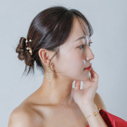 ブライダルピアス イヤリング｜ジルコニア｜フラワー お花モチーフ バタフライ 蝶々モチーフ｜ゴールド(BC-E120)【結婚式　アクセサリー　ピアス　イヤリング】
