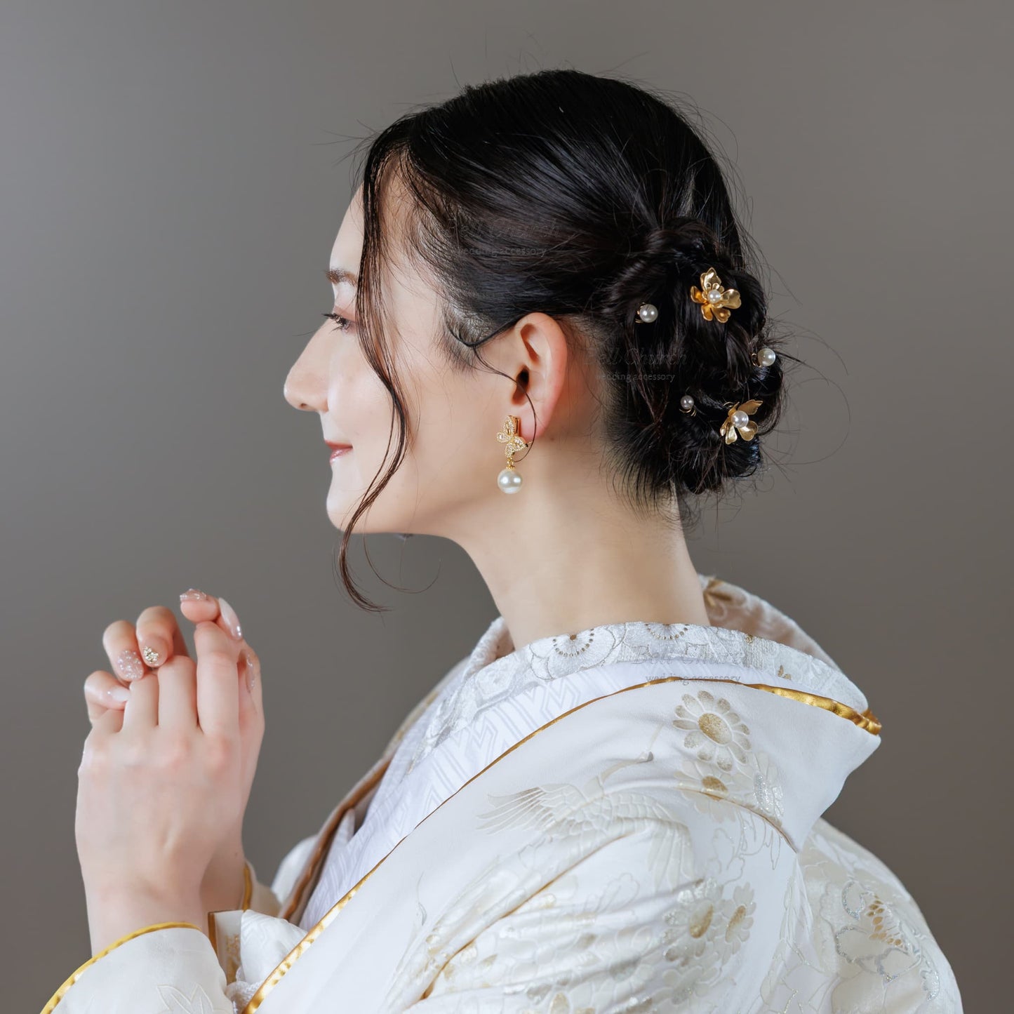ブライダルピアス イヤリング｜ジルコニア パール｜バタフライ 蝶々モチーフ｜ゴールド(BC-E125)【結婚式　アクセサリー　ピアス　イヤリング】