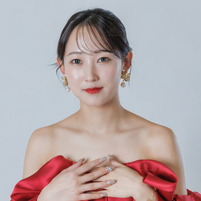 ウエディング ピアス イヤリング｜ニッケルフリー メタル パール｜フラワー お花モチーフ ボリューム｜ゴールド(BC-E130)【結婚式　アクセサリー　ピアス　イヤリング】
