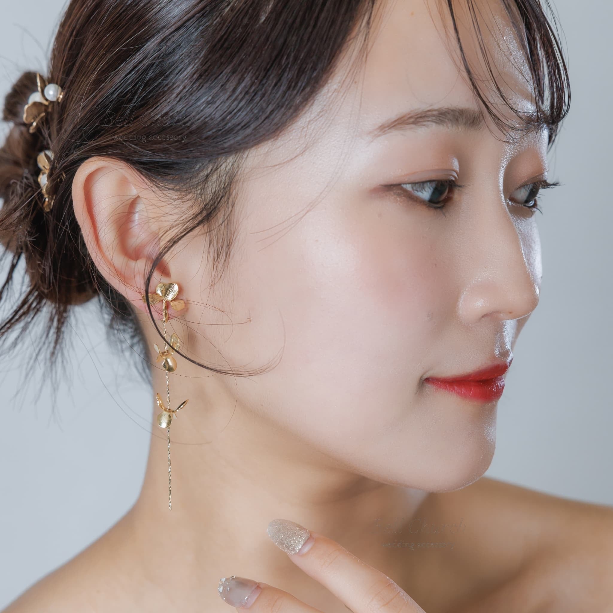 ブライダル ピアス イヤリング｜ニッケルフリー メタル チェーン