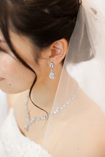 ウェディングピアス　イヤリング |クリスタル キュービックジルコニア (BC-E15)【結婚式　アクセサリー　ピアス　イヤリング】