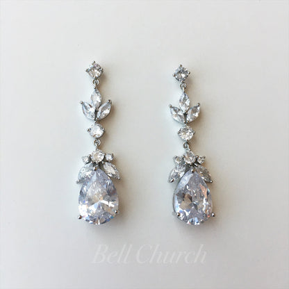 ウェディングピアス　イヤリング |クリスタル キュービックジルコニア (BC-E19)【結婚式　アクセサリー　ピアス　イヤリング】
