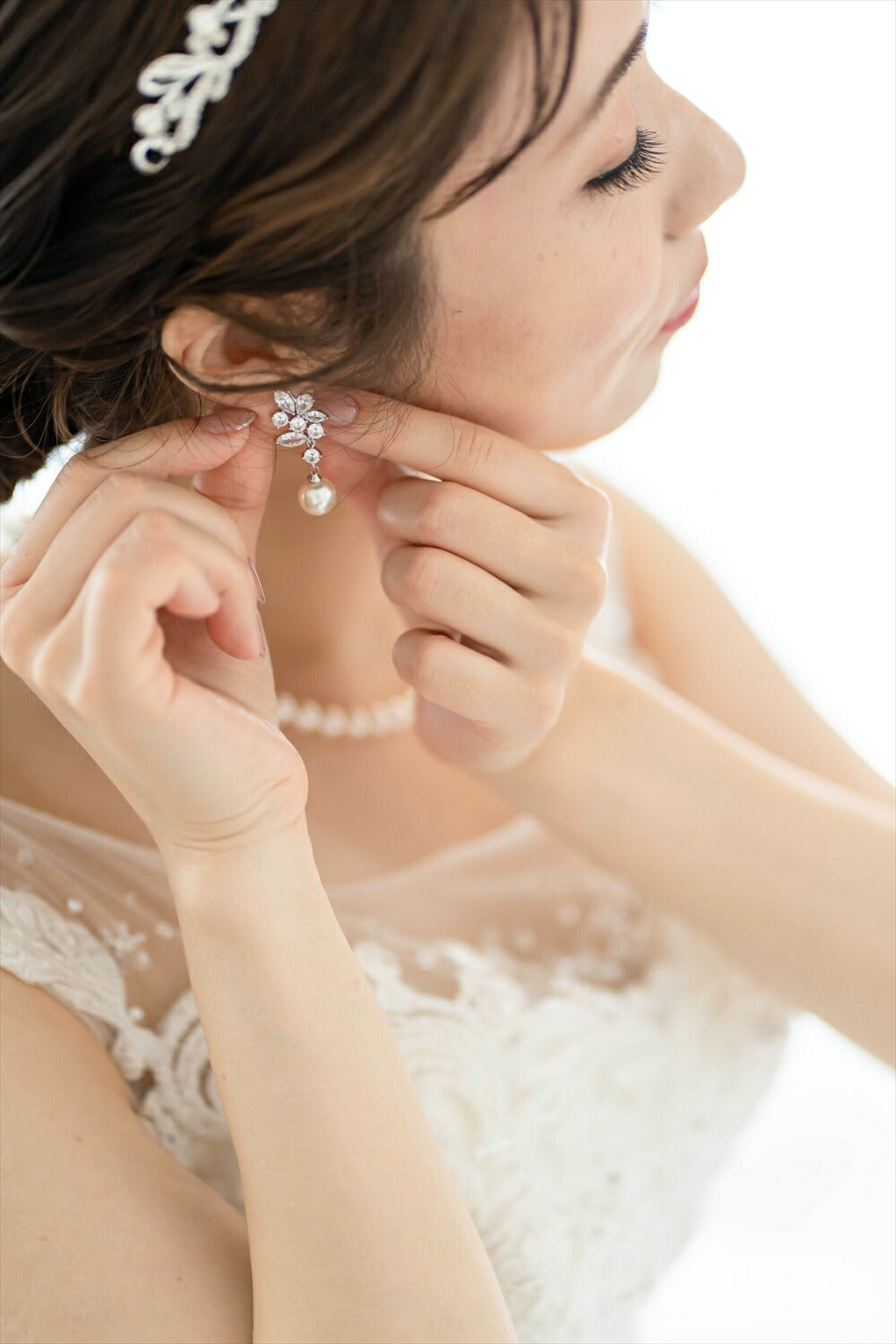 ウェディングピアス　イヤリング |パール キュービックジルコニア (BC-E22)【結婚式　アクセサリー　ピアス　イヤリング】