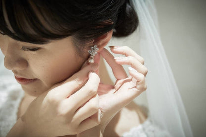 ウェディングピアス　イヤリング |パール キュービックジルコニア (BC-E22)【結婚式　アクセサリー　ピアス　イヤリング】