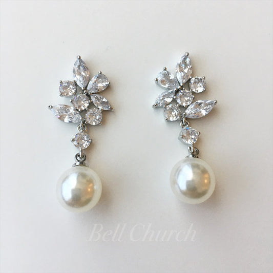 ウェディングピアス　イヤリング |パール キュービックジルコニア (BC-E22)【結婚式　アクセサリー　ピアス　イヤリング】
