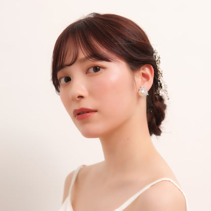 ウェディングピアス　イヤリング |パール キュービックジルコニア (BC-E23)【結婚式　アクセサリー　ピアス　イヤリング】